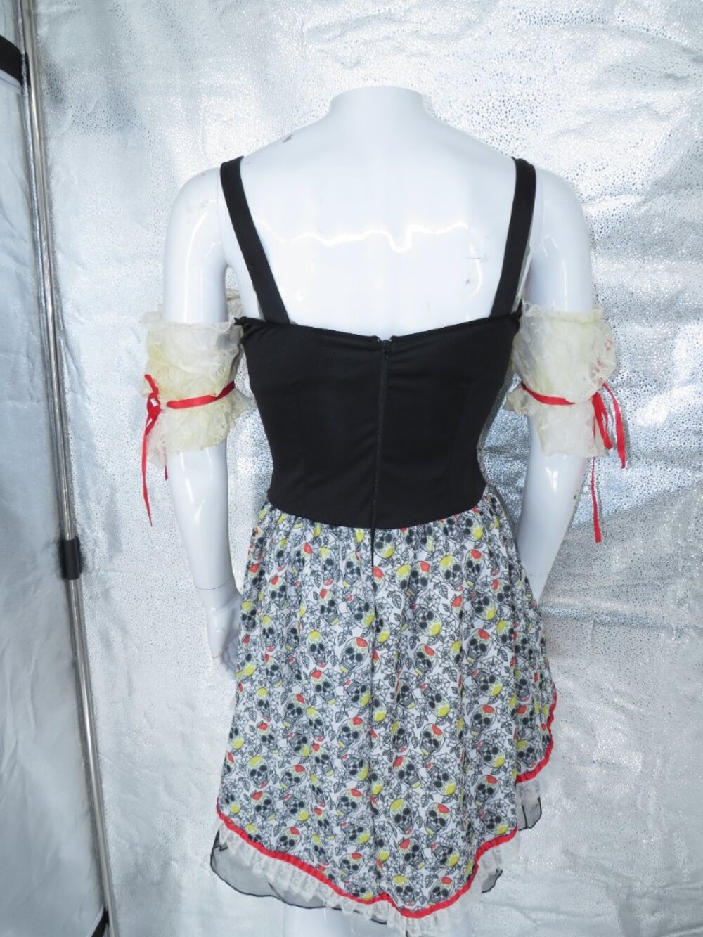 Day Of Dead Costume Sugar Skull Black Red Plus Size 1X 2X Leg Avenue Mini Dress - Picture 8 of 9